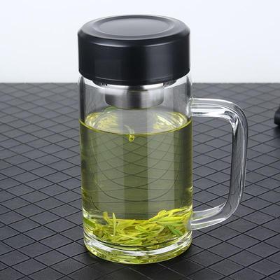 辰州带把手玻璃杯大容量单层加厚底泡茶杯耐高温耐热办公室水杯