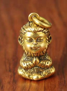 纯黄铜孙悟空十二生肖猴子男士汽车钥匙扣挂件中国风创意金属吊坠