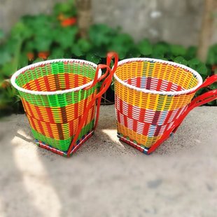 民族风花篮游戏编织背篼竹筐儿童背篓竹篓子土家篮子双肩宝宝笼娄