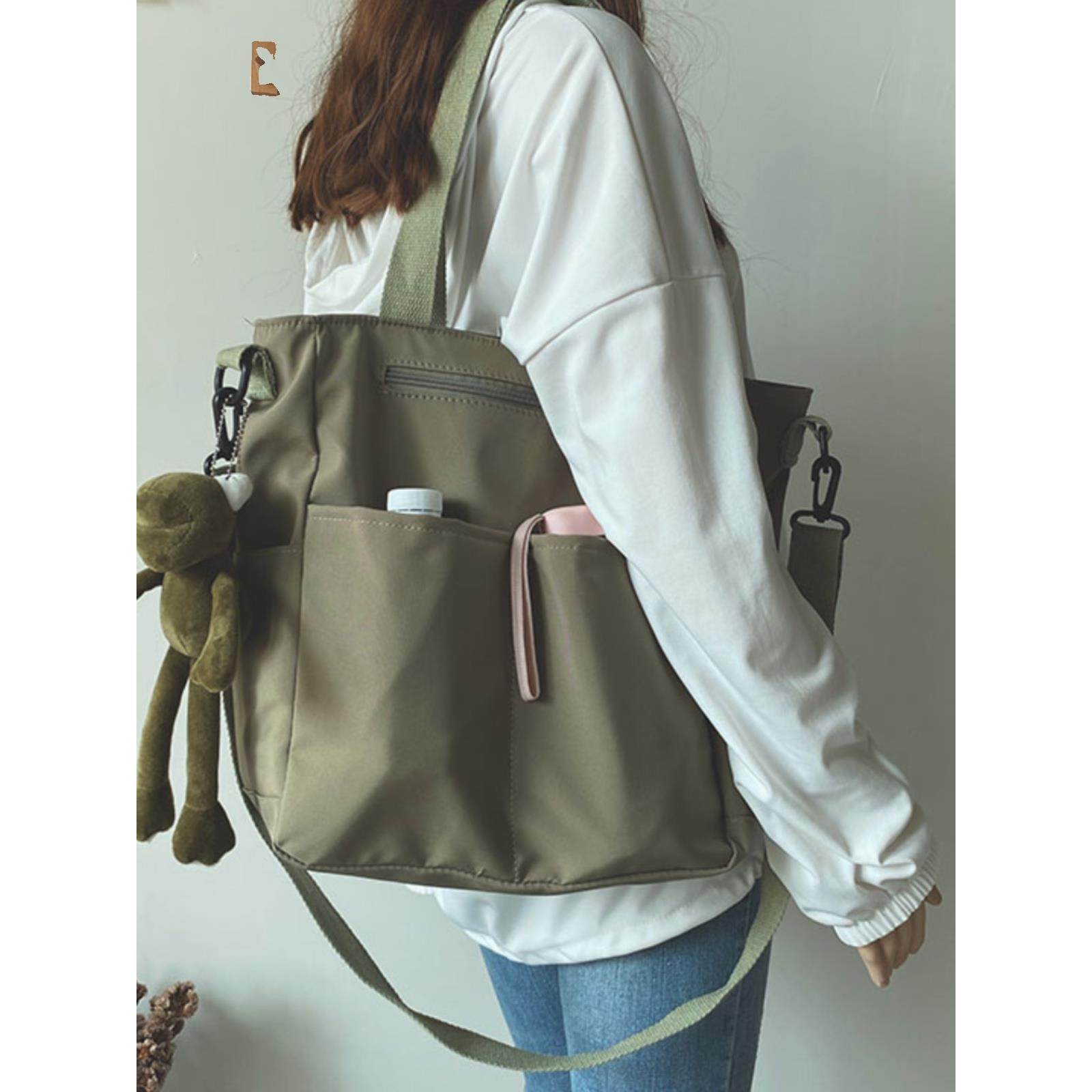 防水帆布包女夏单肩布袋包包女大容量书包女大学生斜挎包百搭ins