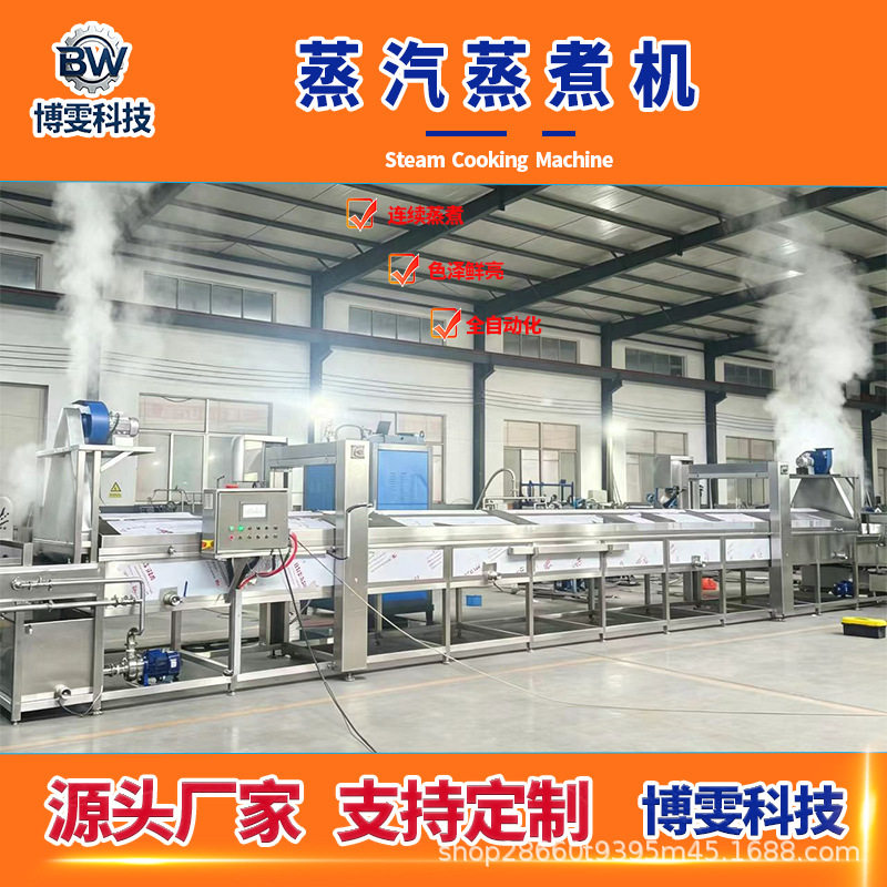 隧道式蒸汽蒸煮机预制菜蒸煮流水线鱿鱼仔鸡爪肉卤制品蒸煮设备