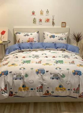 IOK卡小通汽车纯棉棉套件床品孩三件套全单人双人床男上四件套1.5