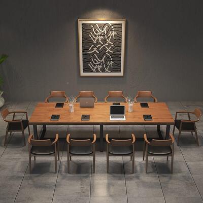 实会木议桌长简约代大型十人办现公桌椅组32300合长条桌桌子工作