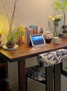 老榆木茶桌台250810实木书桌板桌桌办公桌原木大会议桌电家用餐简