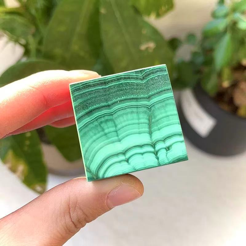 天然水晶半宝石孔雀石小方块魔方工艺品摆件家居玄关矿物摆件