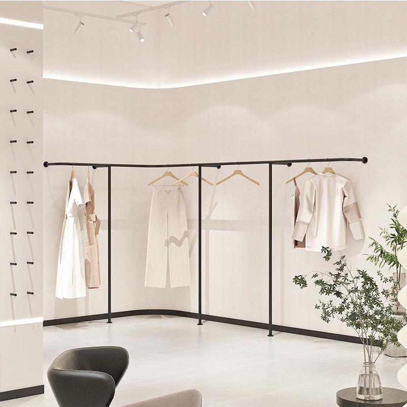 服装展示架黑色不锈壁钢AL692662上墙挂陈列店架男童女装店落地货