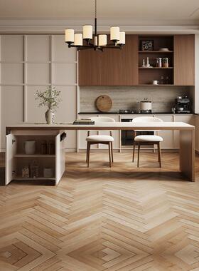 法式复古齐平岛台餐桌户椅一体洞石岩板餐桌大小型中桌ZG-77371古