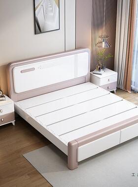 压代简约静物音榫卯全实木现床轻奢白色家用主卧1.8米YAG双人气储