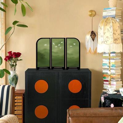 《归雁》桌面画风摆件卧绿室布置色摆法式餐厅餐边SN01141-柜斗屏