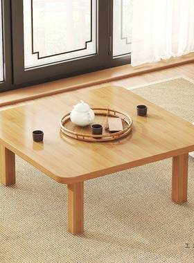 窗折叠几炕桌实茶木方桌楠竹榻榻F97697J8米正方形吃饭桌小炕上学