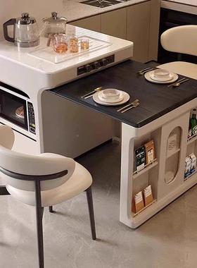 2多功能可缩折叠岩板岛台餐桌一厨房家用小户伸型中古风CUO0体25