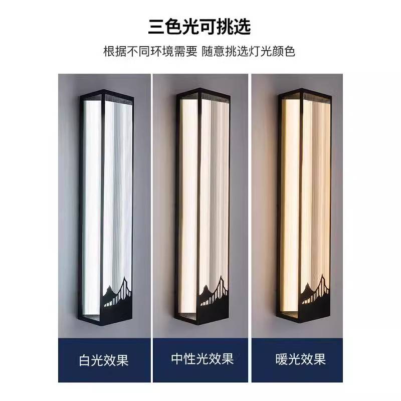别墅户外壁灯新中式庭院不锈钢长条入户大门门楼防水门露台景观灯