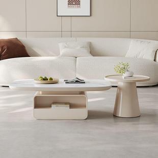 轻奢几客家用OFA茶小户型轻奢厅现代约法式岩板伸简缩茶几电视柜