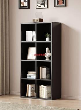 实MXE书架置物架黑色落地客木厅简自由储组合格子柜易收纳矮柜物