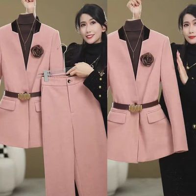 高端网红爆款职业通勤套装女2025春秋冬新款西装外套阔腿裤两件套