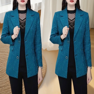 百搭春秋季新款显瘦百搭气质妈妈西服高档等等显瘦休闲西装外套女