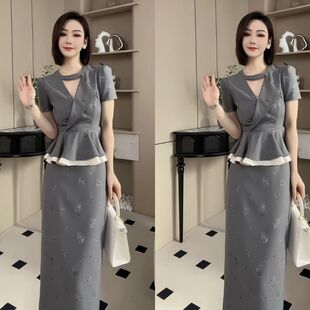 职业装名媛女装高端套装裙夏季2025新款今年流行轻奢高级感两件套