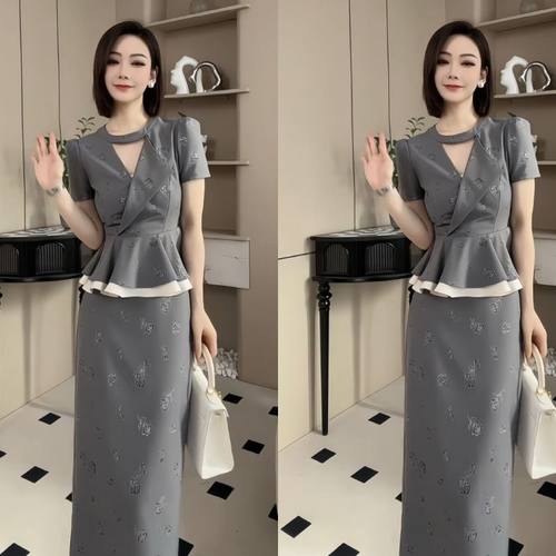 职业装名媛女装高端套装裙夏季2025新款今年流行轻奢高级感两件套