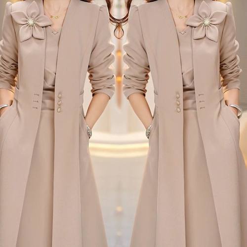 高端百搭春秋新款时尚显瘦洋气外套休闲气质高级感连衣裙两件套潮