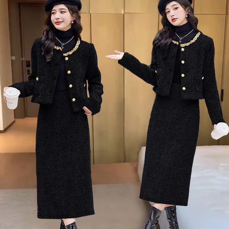 今年流行气质小香风两件套2025秋冬新款女装高端外套半身裙套装女