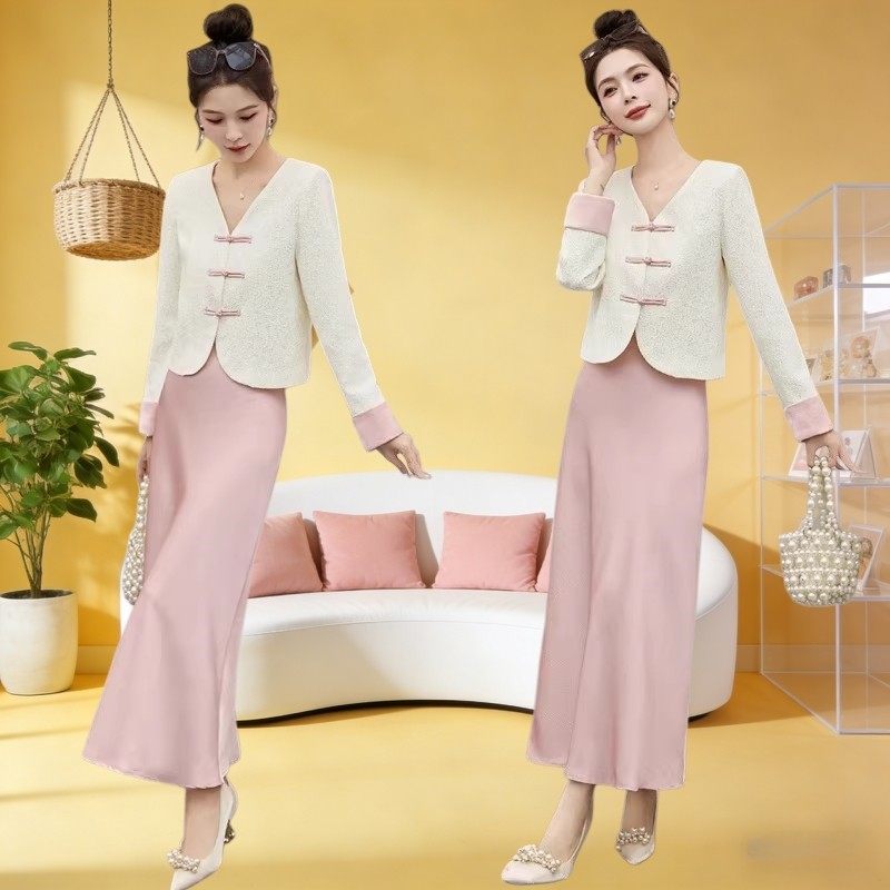 新中式国风2026春秋季高端百搭今年流行高级感吊带连衣裙两件套女,女装/女士精品,时尚套装,淘宝优惠券,粉丝福利购,淘宝优惠卷