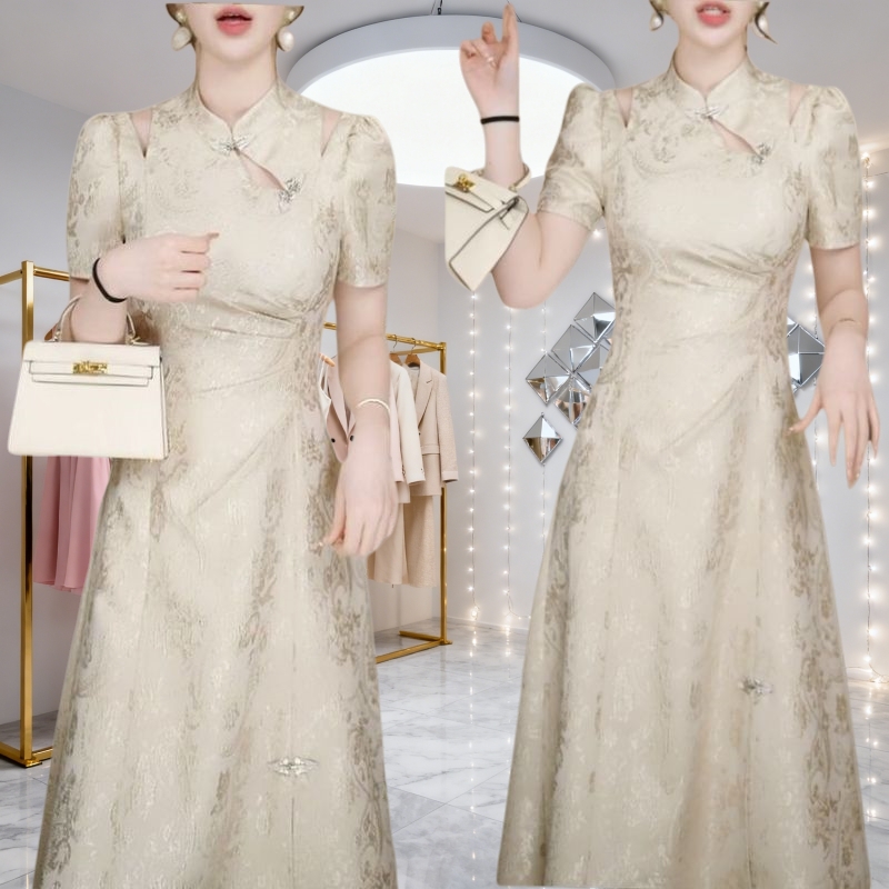 2026夏季新款高贵国风新中式改良旗袍连衣裙修身显瘦气质收腰裙子