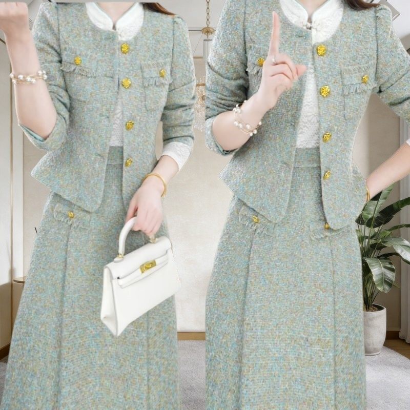 2026秋冬新款小香风两件套气质显瘦新中式上衣外套半身裙套装女潮,女装/女士精品,时尚套装,淘宝优惠券,粉丝福利购,淘宝优惠卷