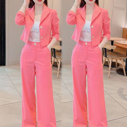 春秋新款时尚显瘦洋气时髦韩版上衣休闲气质高级感裤子两件套潮女