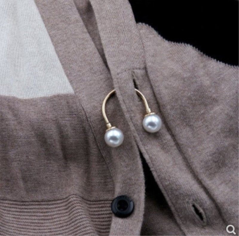 旋转螺旋扣双头珍珠U形插针女士衬衫袖扣毛衣胸针小别针领针饰品,居家布艺,纽扣,淘宝优惠券,粉丝福利购,淘宝优惠卷