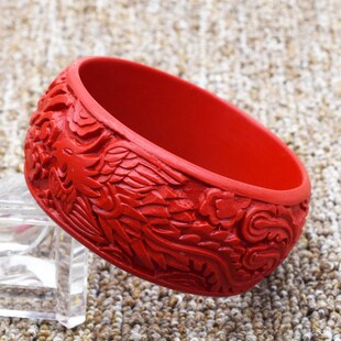 漆器手镯雕漆龙凤镯子北京特色工艺品 宽手镯首饰品 结婚礼物包邮