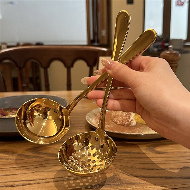 *老板娘自用*304不锈钢家用汤壳火锅漏勺捞勺喝汤加厚镜面汤勺