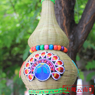 富贵风铃精致竹编葫芦挂饰客厅书房禅意装饰金属铃铛清新创意门饰