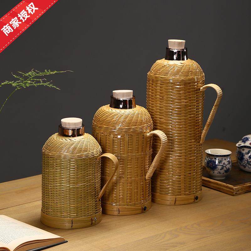 家用藤编仿古怀旧热水瓶结婚陪嫁老式暖壶竹编复古水瓶饭店热水壶,特色手工艺,竹编/竹雕,淘宝优惠券,粉丝福利购,淘宝优惠卷