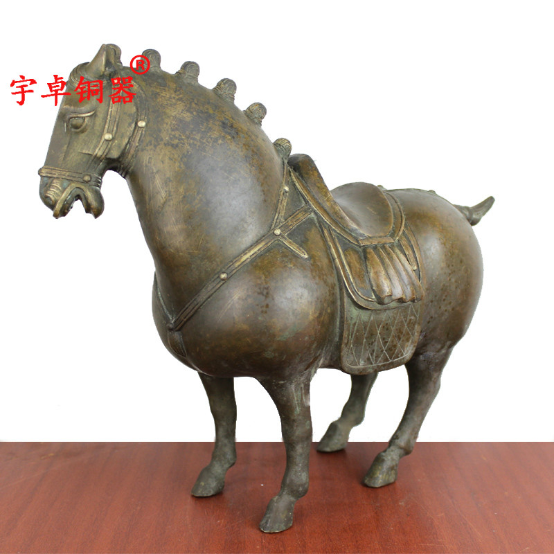 宇卓铜器纯铜唐马黄铜唐马铜马家居装饰办公室工艺品摆件