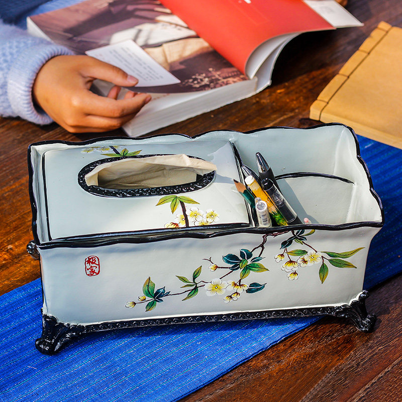 新中式多功能纸巾盒摆件家用客厅茶几遥控器收纳盒创意餐桌抽纸盒