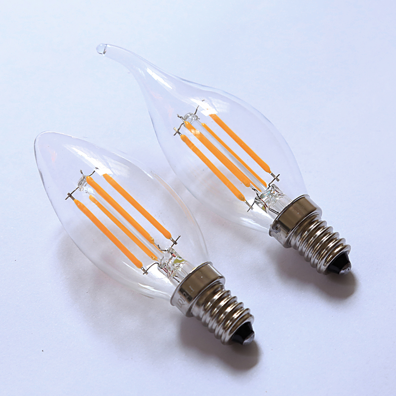 led蜡烛灯泡e14小螺口4W爱迪生尖泡拉尾水晶吊灯光源超亮钨丝灯泡