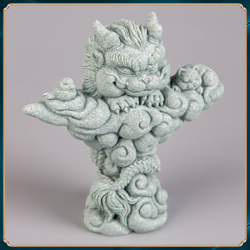 器物志桌面饰品青砂石玄关摆件鱼缸装饰造景摆设云淡风轻茶宠可养