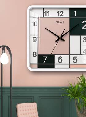 现货挂钟四方型静音挂表无声客厅家用LCD显屏代时钟表CLOCK