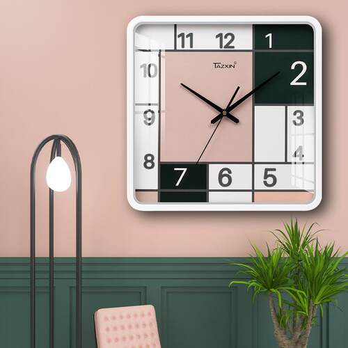 现货挂钟四方型静音挂表无声客厅家用LCD显屏代时钟表CLOCK