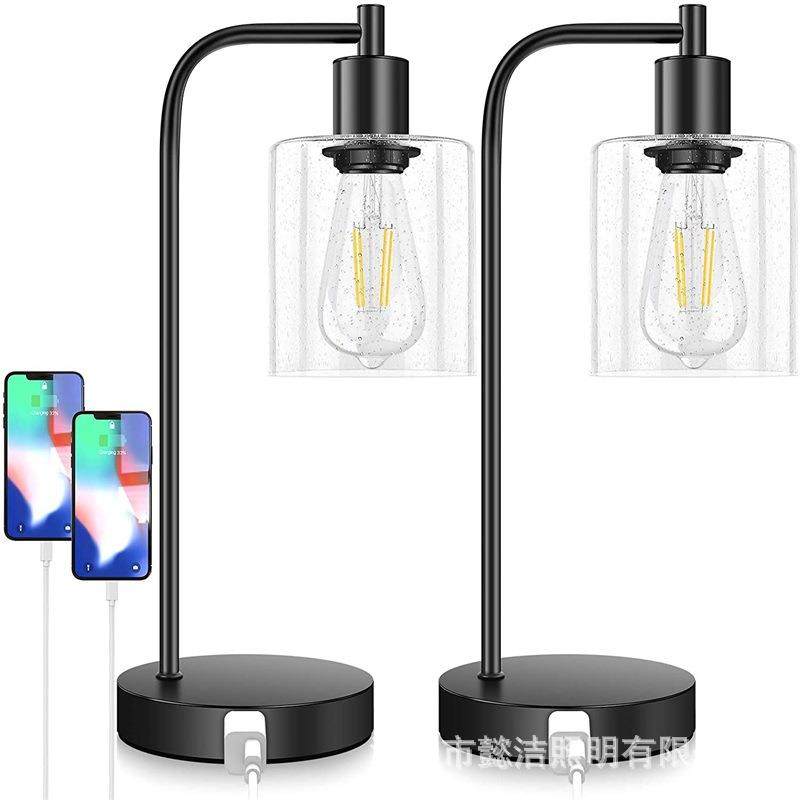 美式台灯卧室简约创意USB无线充电触摸调光工业玻璃led阅读床头灯,工业油品/胶粘/化学/实验室用品,其他实验室设备,淘宝优惠券,粉丝福利购,淘宝优惠卷