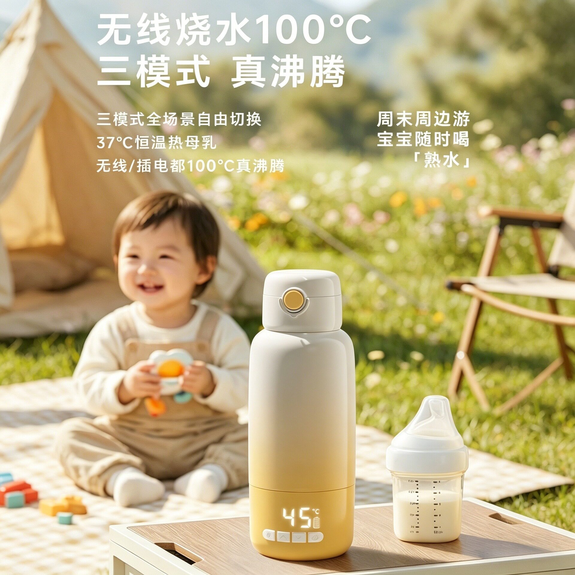 便携式调奶器恒温杯电热杯恒温壶婴儿冲奶外出宝宝泡奶无线调奶器
