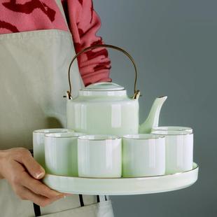 高档礼盒装景德镇陶瓷家用中式青瓷整套茶具套组带茶盘带过滤内胆