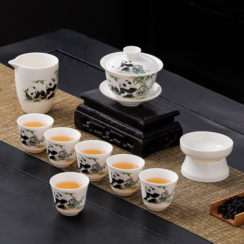 德化白瓷功夫茶具羊脂玉茶具套装盖碗礼盒装商务伴手礼可定