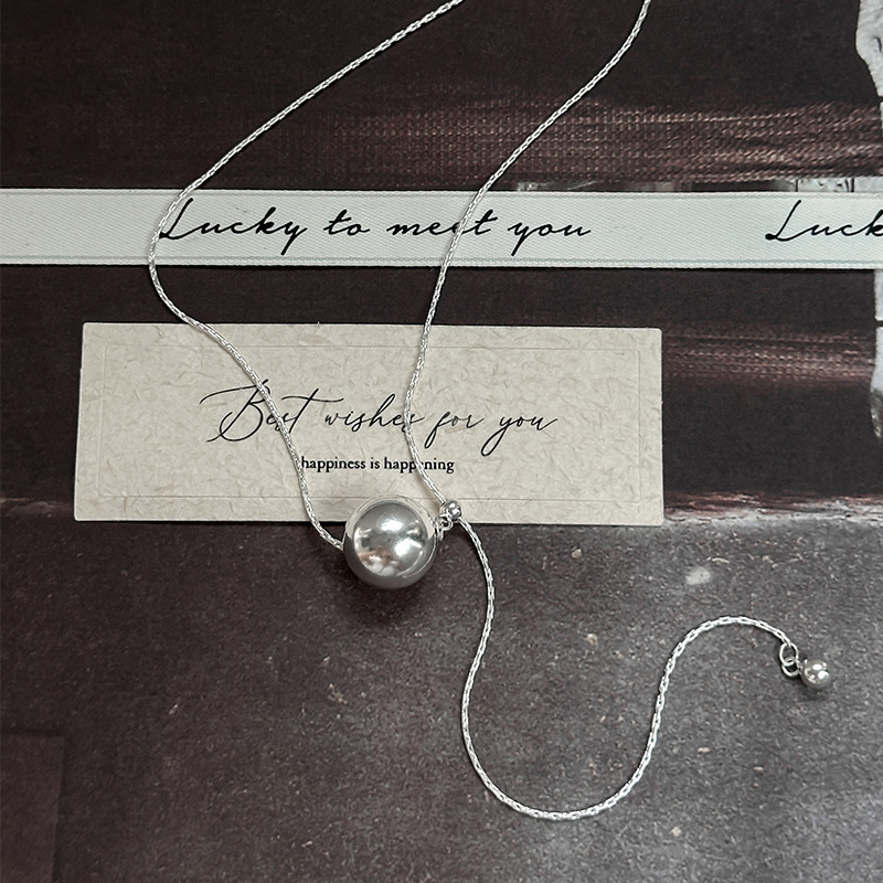 日本品质S925纯银圆珠路路通长款项链女韩国简约ins高级感小众设