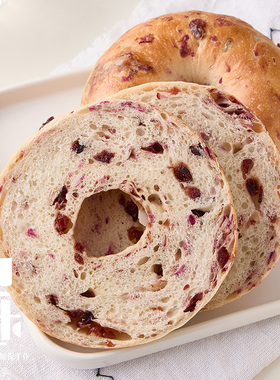 新品 梨木巷玫瑰蔓越莓贝果面包手作三明治欧包营养早餐饱腹代餐