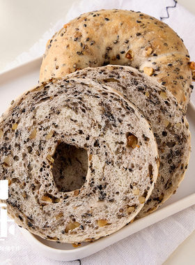 新品 梨木巷黑芝芝贝果面包手作三明治欧包营养早餐饱腹代餐点心