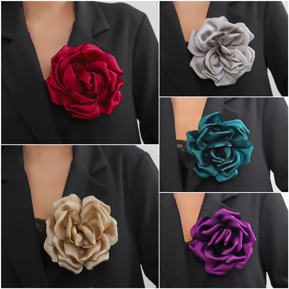 胸针高级感轻奢复古15cm玫瑰花布艺胸花别针2025新款花朵男女款