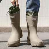 中筒雨鞋 男女时尚 束口水鞋 新款 厨房工作防水防滑雨靴耐磨加绒胶鞋
