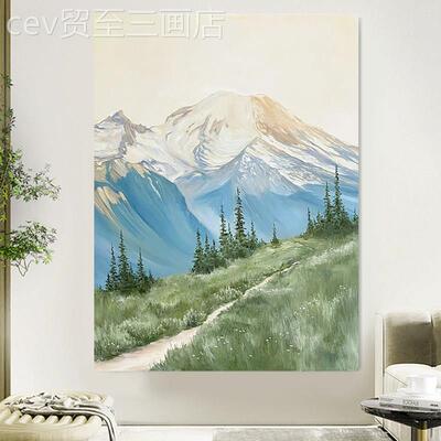 网红.纯手关玄绘油画《南歌》客厅侘寂风&奶油装饰画餐厅风景挂画