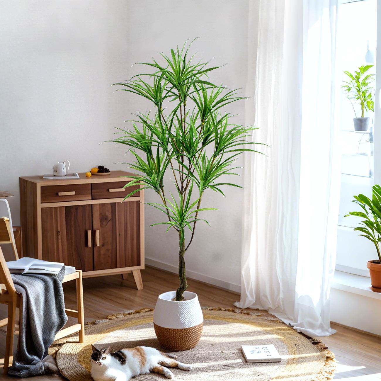 仿真绿植吊兰树室内厅DKC栽大型林盆景园造景龙血客树盆假铁树